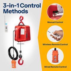 Powerful 3-in-1 Electric Hoist, 660Lbs Capacity, 40Ft Lift, Overload Protection