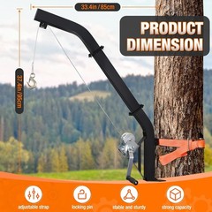 Heavy-Duty Carbon Steel Deer Hoist – 23FT Cable and Ratchet Strap for Stability