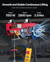 Versatile Electric Hoist 1320LBS with 14ft Wired Control for Safe Lifting Tasks