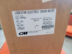 CM 1-TON LOADSTAR ELECTRIC CHAIN HOIST, 10′ LIFT, 2765-HS, 460/230 V, 8′ FPM