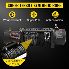 13500LBS12V Electric Winch Synthetic Waterproof Off-Road Recovery 4×4 Truck ATV