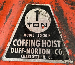 DUFF-NORTON TG20P COFFING HOIST 1 TON OAL 10-1/4″