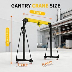 4400LBS Gantry Crane Hoist Jack Shop Crane (Adjustable Height 8-12f) Crane 1-2 T