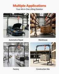 VEVOR Adjustable Gantry Crane 4400 lbs 99.6″-146.9″ with Manual Trolley Hoist