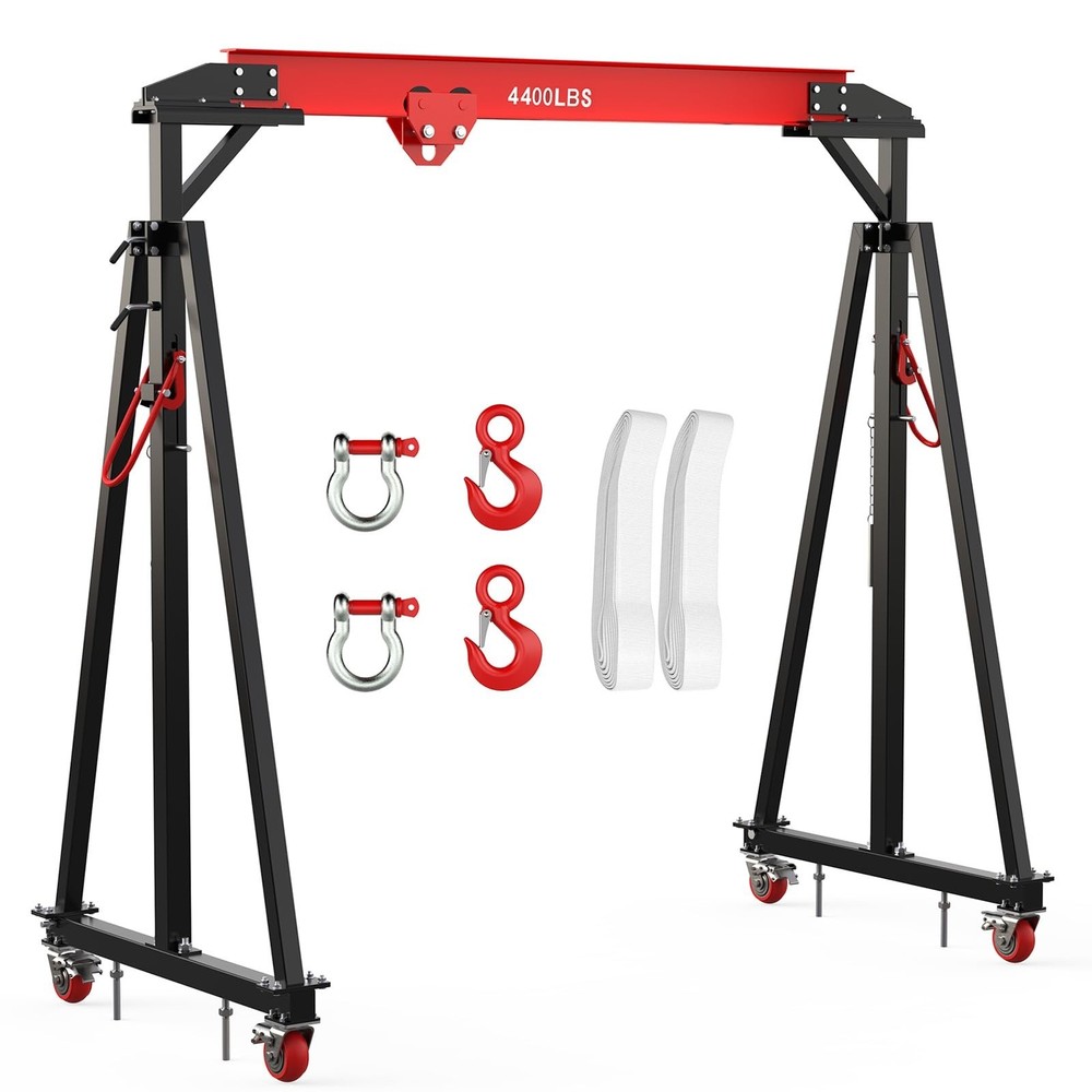 2 Ton Adjustable Gantry Crane 4400 LBS Portable Steel i-Beam Hoist W/12 Position