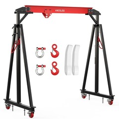 2 Ton Adjustable Gantry Crane 4400 LBS Portable Steel i-Beam Hoist W/12 Position
