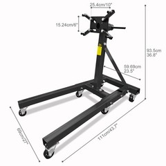 2000LBS Foldable Engine Stand Heavy Duty Motor Hoist Dolly w/360° Rotating Head