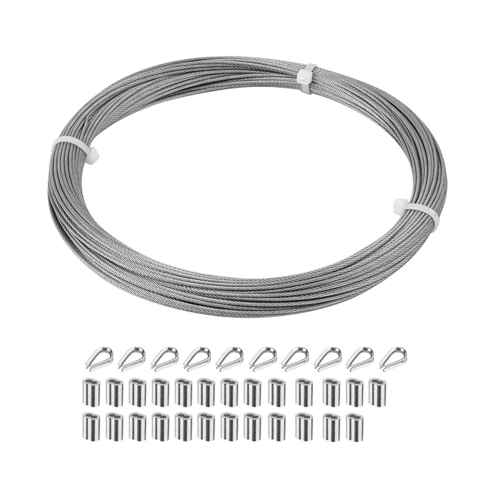 1/16 inch Stainless Steel Wire Cable 100FT 7×7 Strand Marine Grade with Fittings