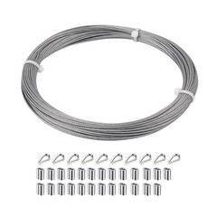 1/16 inch Stainless Steel Wire Cable 100FT 7×7 Strand Marine Grade with Fittings