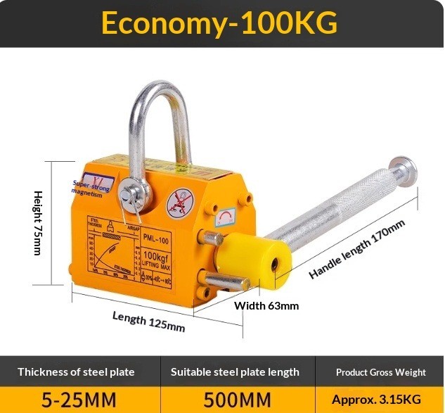 600KG Steel Magnetic Lifter Heavy Duty Crane Hoist Lifting Magnet 1Pcs