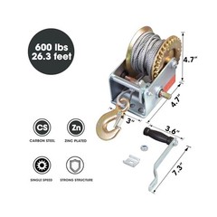 Big RED ATRT1061CR Torin 600lbs Capacity Manual Hand Crank Winch with 26.3FT …