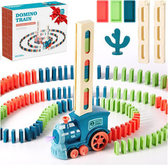 200 PCS Domino Train Toys Set, Automatic Dominos Building and Stacking Creative