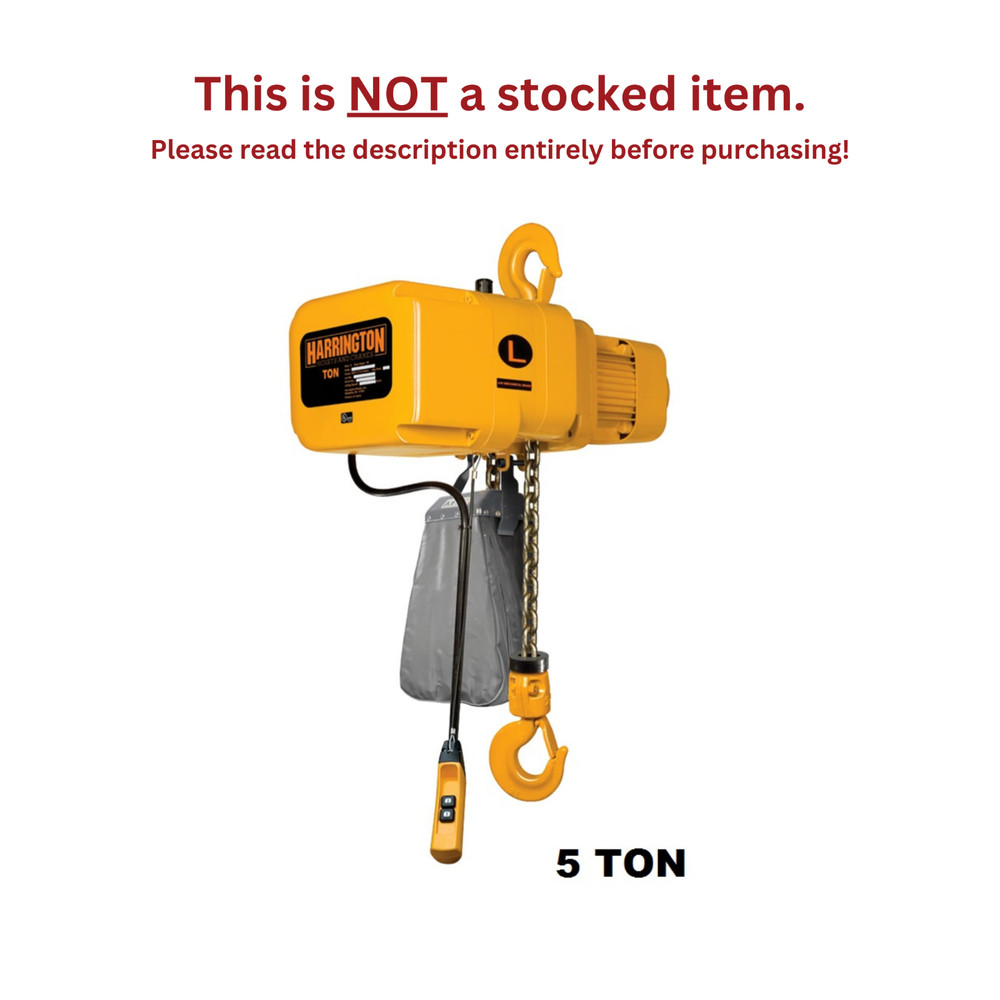 HARRINGTON NER ELECTRIC CHAIN HOIST, 5 TON CAPACITY