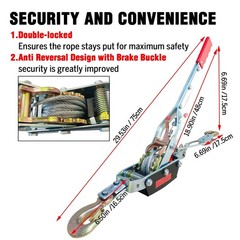 Come Along Winch – 11000 lbs/5T Pulling Capacity,12ft Steel Cable,3 Hooks,Dua…