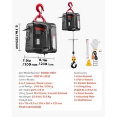 Uimoso 2-in-1 Electric Hoist Winch with Wired Remote Control, 1100 lbs Capacity