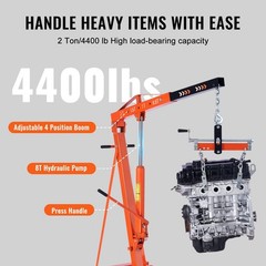 4400lb Heavy-duty Hydraulic Engine Hoist with Lever & Foldable Cherry Picker