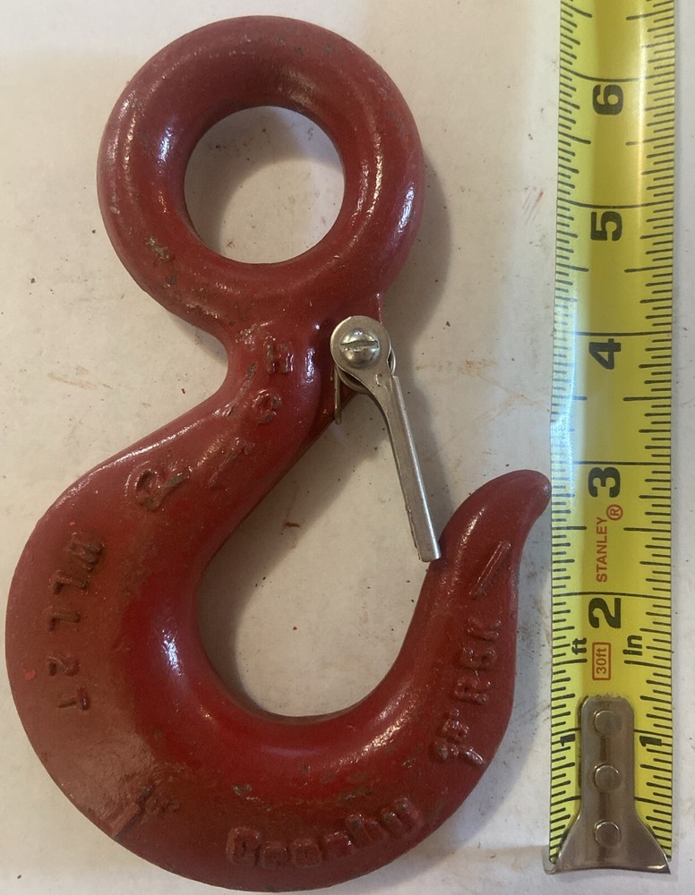 CROSBY WLL 2T EYE HOOK LIFT WITH LATCH SEE PHOTOS FOR MEASUREMENTS AND DETAILS