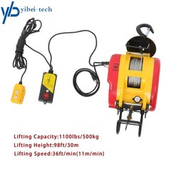 Electric Hoist Winch 2-in-1, 1100 lbs Capacity with Wire&Wireless Remote Control