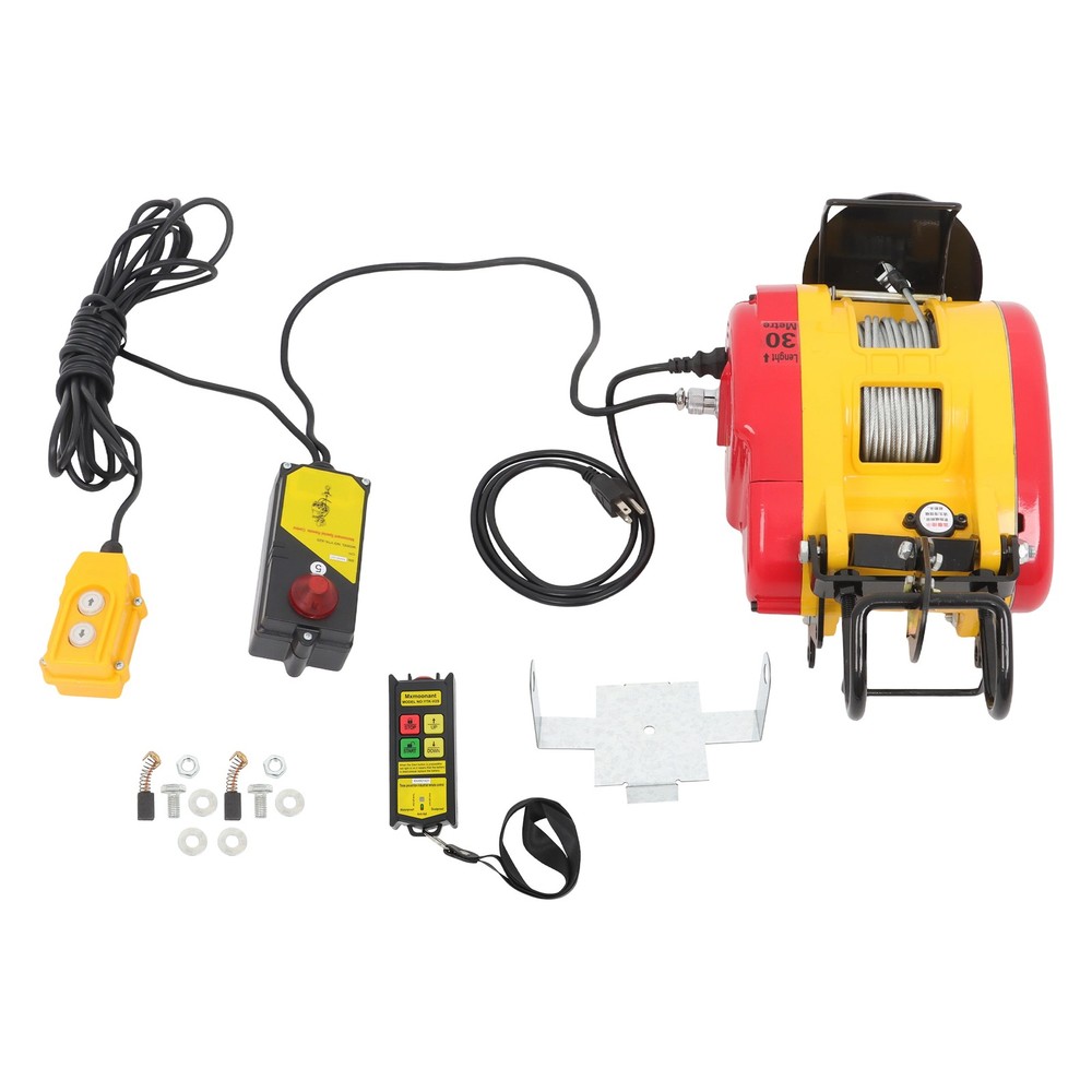 1100lbs 500kg 2in1 Portable Electric Hoist Winch Wire & Wireless Remote Control