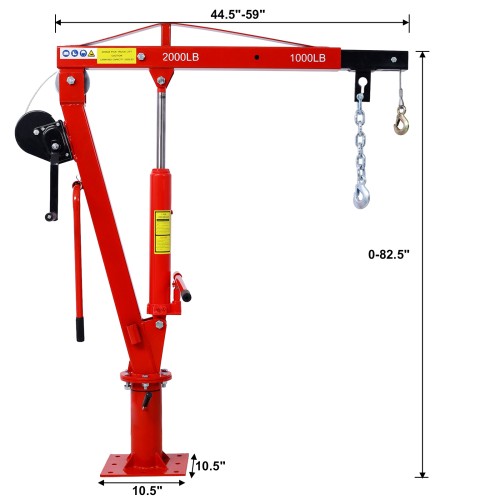Hydraulic Pickup Truck Crane,Pickup Truck Bed Hoist Jib Crane- 2000-Lb. Capacity