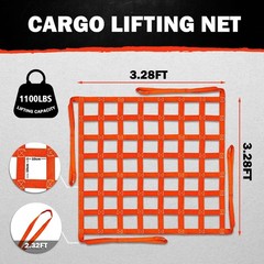 Cargo Lifting Net 1100LBS Polypropylene Polyester 3.28×3.28ft Safety Mesh Straps