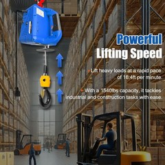 1500W 1540lb Max Portable 25′ Electric Cable Hoist w/Wired & Wireless Remote