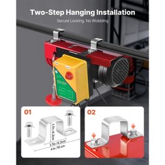 Electric Hoist 1320lbs Crane Winch with Wireless Remote Control 1150W 110V