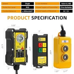 NEWTRY 2-in-1 Crane Remote 12V Wireless Wired Hoist Dump Trailer Controller
