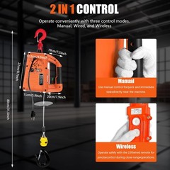 2,200Lbs Portable Electric Winch – Manual and Wired- with Lifting Strap – Max 25