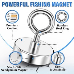 NIUKNOW Neodymium Fishing Magnet for Gift, 200lb Pull Strong Rare 1.76 inches