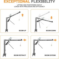 1000 Lbs Hydraulic Pickup Truck Crane Hoist – Heavy Duty Folding Jib Crane with