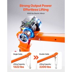 Uimoso Electric Pickup Truck Crane 2200 lbs with Foldable Steel Design and Winch
