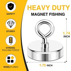 DIYMAG Neodymium Fishing Magnets, 200 lbs(90 44mm(1.75 inches), Single Hole
