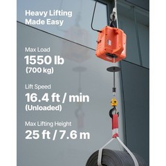 3-in-1 Hoist Winch 1550lb 1500W Wired/Wireless Remote
