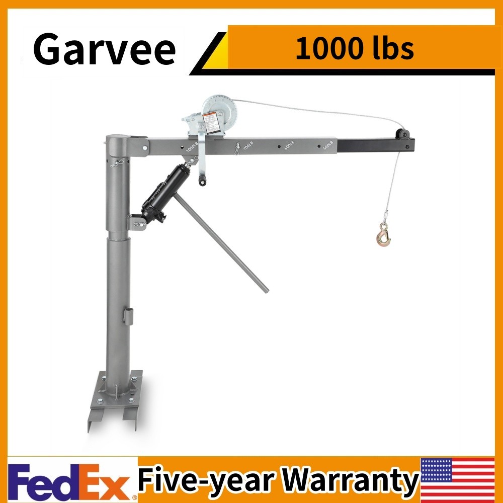 ➕Heavy Duty Folding Truck-Mounted Crane Electric Winch 1000 lbs Truck Hoist Cran