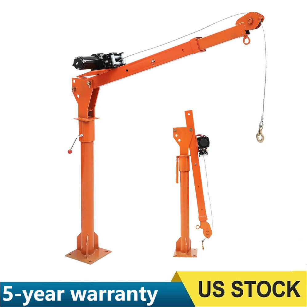 1100 lbs Pickup Truck Hoist Crane w/Electric Winch Folding Truck Mounted Crane