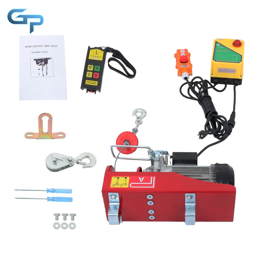 1320 lbs Electric Lift Hoist Wireless + Wired Dual Control for Warehouse Factory