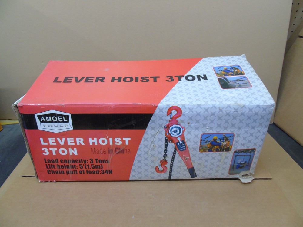 Amoel 3 Ton Lever Chain Hoist Model HSH-3 Heavy Duty 5′ Lift