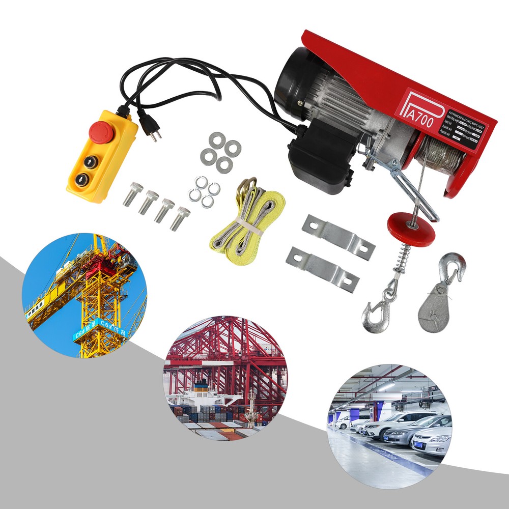 1543lbs Overhead Electric Hoist Crane Lift Garage Winch with Remote 110V US