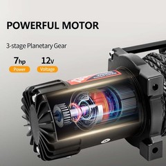 CXRCY 12V Electric Winch 13500LBS Synthetic Rope Wireless