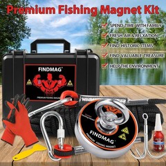 FINDMAG Magnet Fishing Kit with Case Magnets 3.54 in (90mm), black