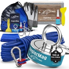 AnglerMag Magnet Fishing Kit, 1325 lbs Double Sided Magnetic Kit Blue