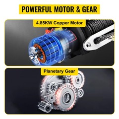 13500LBS12V Electric Winch Synthetic Waterproof Off-Road Recovery 4×4 Truck ATV