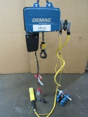 DEMAG ELECTRIC CHAIN HOIST 1/1 H5 V7,2/1,8 440/480V 2200LBS 200″ DROP W/ TROLLEY