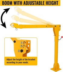 Davit Crane 1100 Lbs Pickup Truck Crane 360° Swivel Design Hydraulic Cable Winch