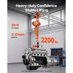 Electric Chain Hoist 2200lb, 20ft Lift Height, Dual-Speed, G80 Alloy Chains