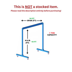 GORBEL FIXED GANTRY CRANE – 1 TON CAPACITY, SPAN 10 FT, HUB 10 FT