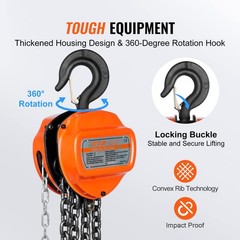 VEVOR Hand Chain Hoist, 2 Ton 4400 lbs Capacity 10 FT 2 ton 10ft G80, Orange