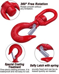 2Pcs 1 Ton Swivel Lifting Hook Heavy Duty, Round Rotating Hook with Safety La…