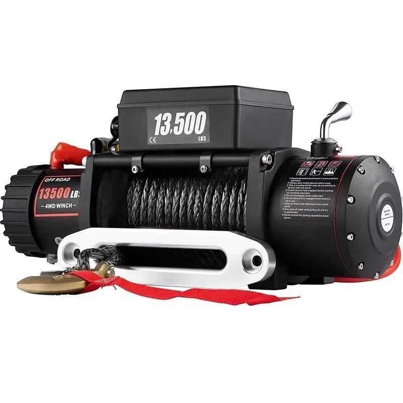 SIHAO 13500LBS 12V Electric Winch Synthetic Rope for 4×4 Truck ATV Off Road
